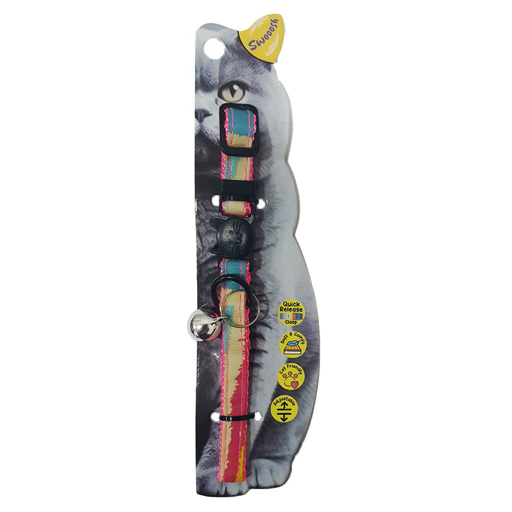 Swooosh Rainbow Cats nylon safe collar C-10mm 18/28cm pink