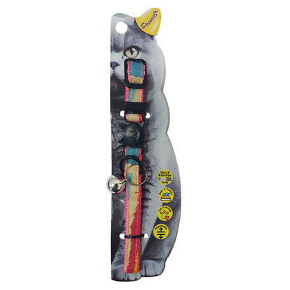 Swooosh Rainbow Cats nylon safe collar C-10mm 18/28cm pink