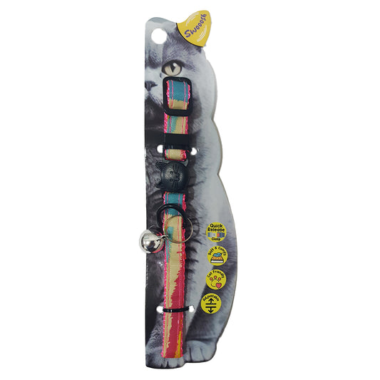 Swooosh Rainbow Cats nylon safe collar C-10mm 18/28cm pink
