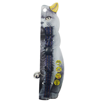 Swooosh Cats in Denim nylon safe collar C-10mm 18/28cm purple
