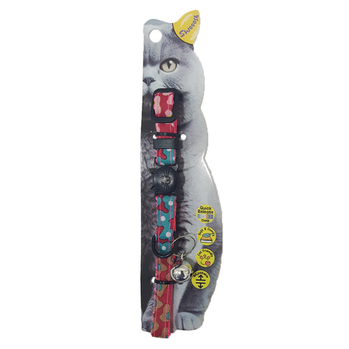 Swooosh Leafy Cats safe collar C-10mm 18/28cm pink