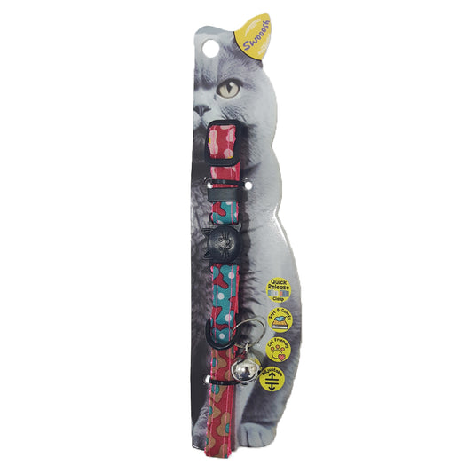 Swooosh Leafy Cats safe collar C-10mm 18/28cm pink