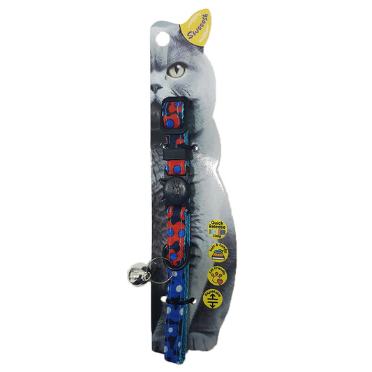 Swooosh Leafy Cats safe collar C-10mm 18/28cm blue
