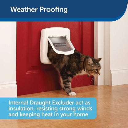 PetSafe Infra-Red 4-Way Locking Deluxe Cat Flap White – Sensor Cat Door for Microchipped Cats UAE
