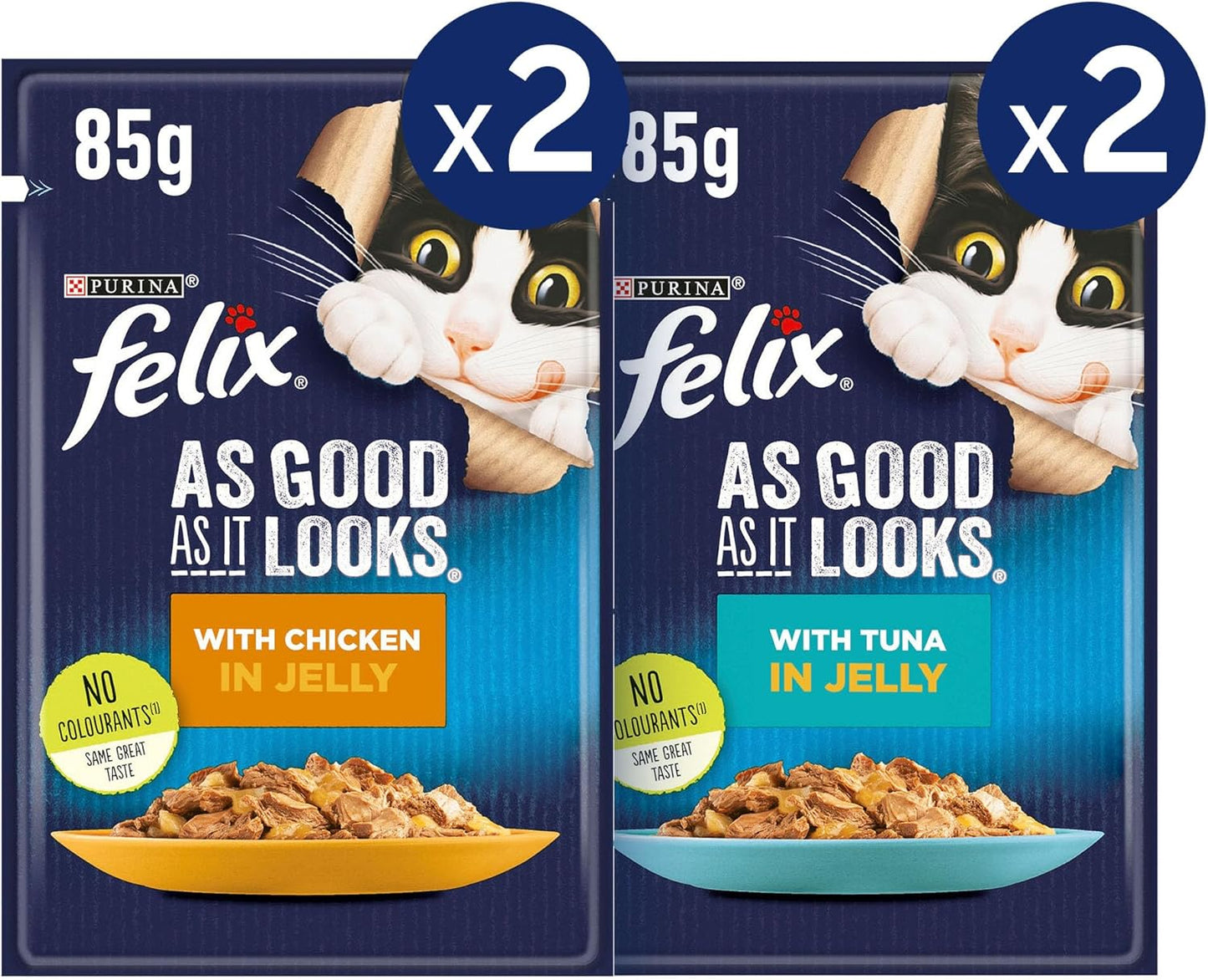Purina Felix Adult Chicken + Adult Salmon Jelly 4x85g
