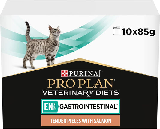 Purina Pro Plan Veterinary Diets EN St/Ox Gastrointestinal Tender Pieces with Salmon Wet Cat Food 10 x 85g