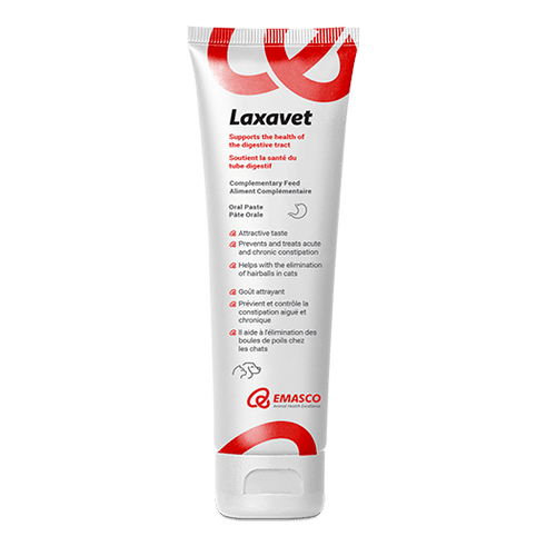 Laxavet tube with Emasco logo on a white background