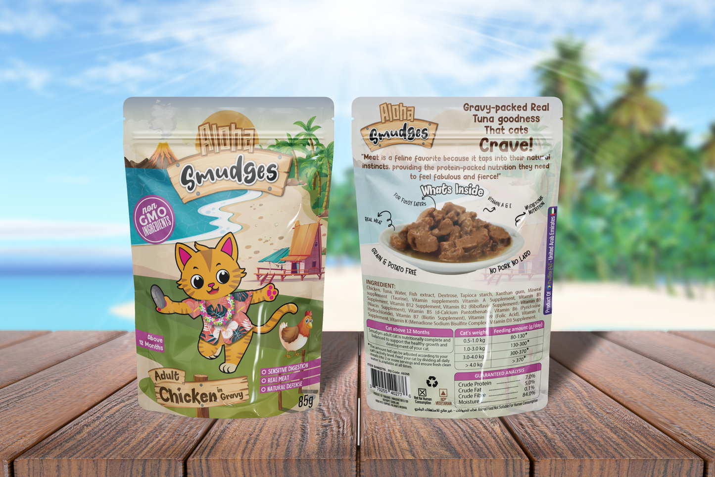 Aloha Smudges Chicken Adult Cat wet food in Gravy 85g Pouch