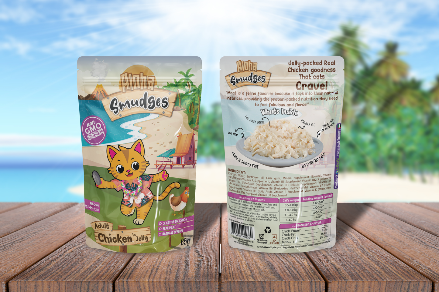 Aloha Smudges Chicken Adult Cat wet food in Jelly 85g Pouch