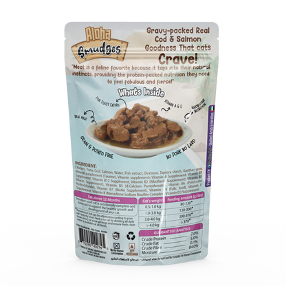 Aloha Smudges Cod & Salmon Adult Cat wet food in Gravy 85g Pouch