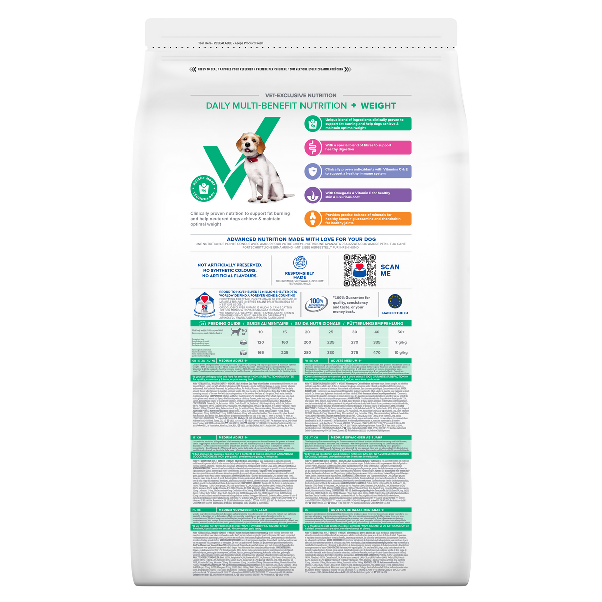 Hill's Vet Essentials Multi-Benefit + Weight Adult Medium Dry Dog Food With Chicken 10kg