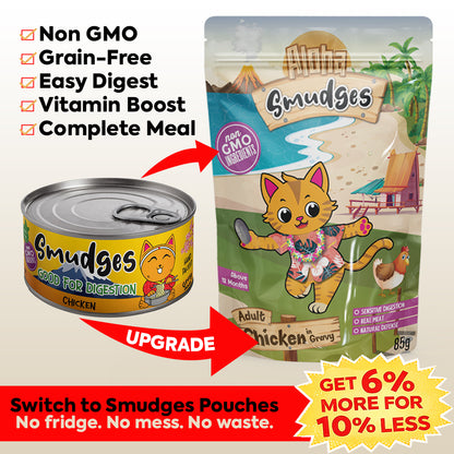 Aloha Smudges Chicken Adult Cat wet food in Gravy 85g Pouch