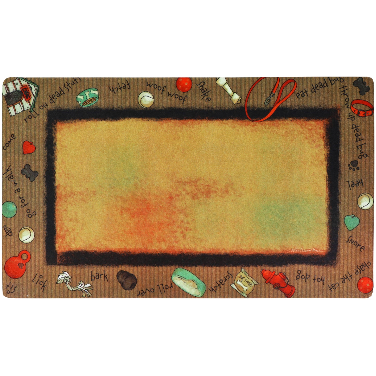 Drymate Swirl Border Red Dog House Dog Bowl Place Mat 16 x 28 inches