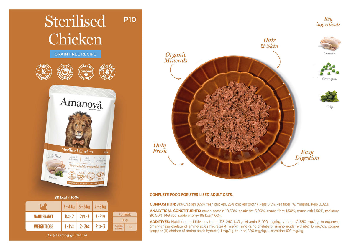 Amanova Pouch Cat Sterilised Chicken Wet Food 85g
