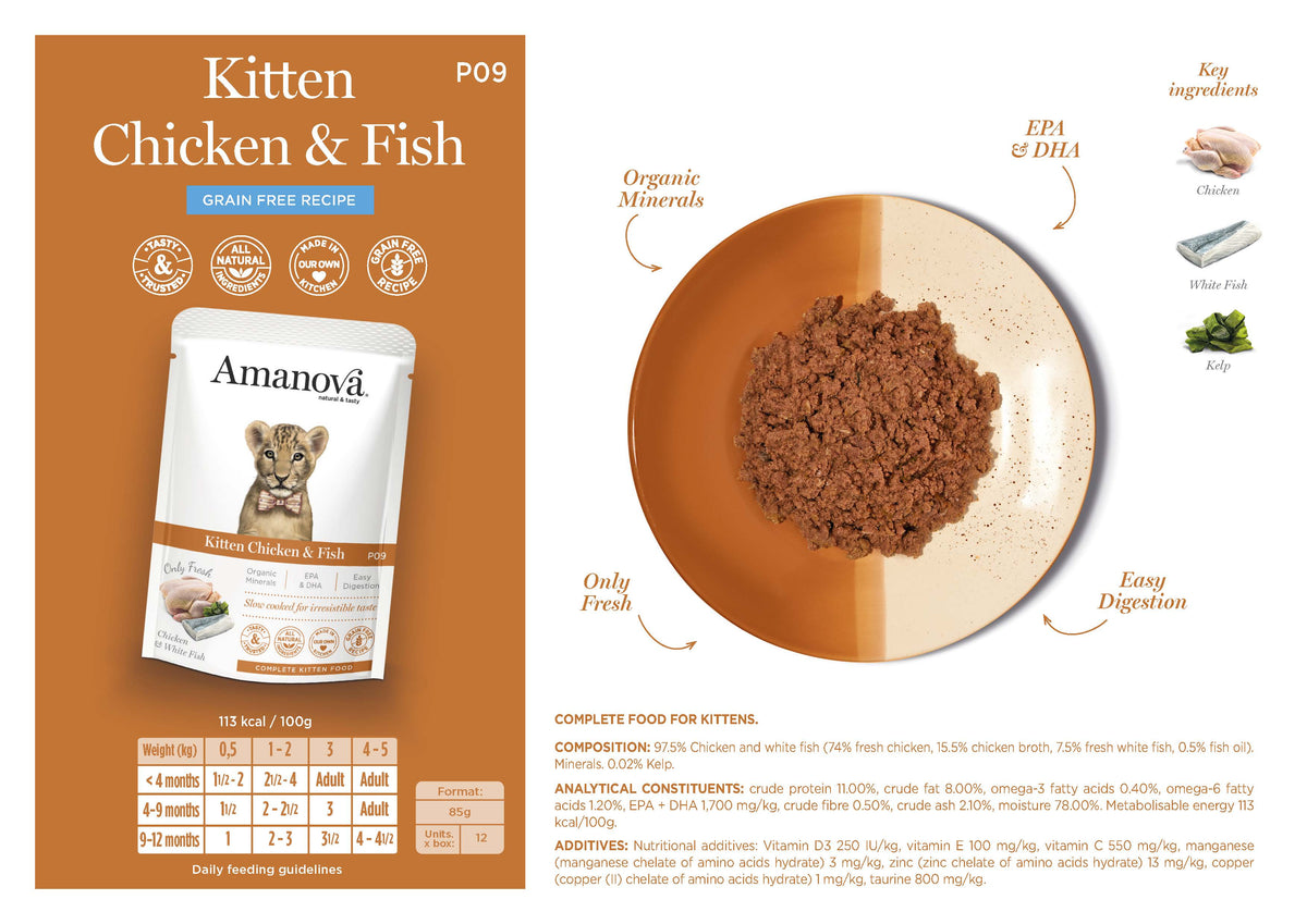 Amanova Pouch Cat Kitten Chicken & Fish 85g