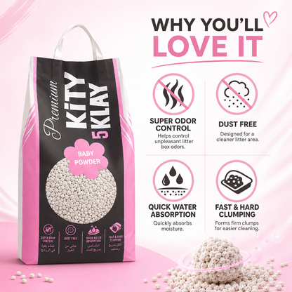 Kitty Klay Bentonite Clumping Cat Litter - Baby Powder 10L