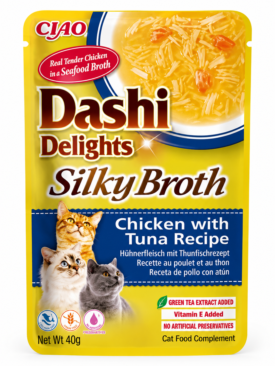 Inaba Dashi Delights Silky Broth Chicken With Tuna Recipe Cat Treats 40g