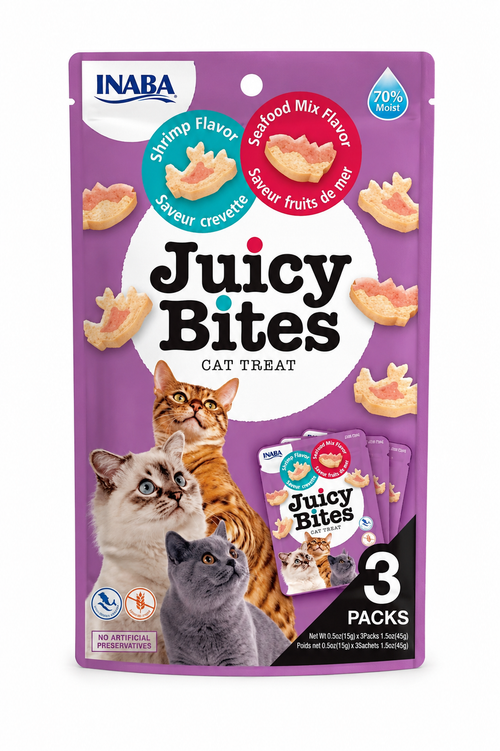 INABA Juicy Bites Shrimp & Seafood Mix Flavor 33.9g /3 pouches per pack