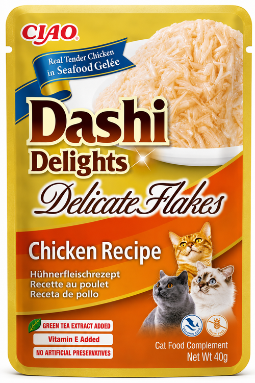 Inaba Dashi Delights Delicate Flakes Chicken Recipe Cat Treats 40g