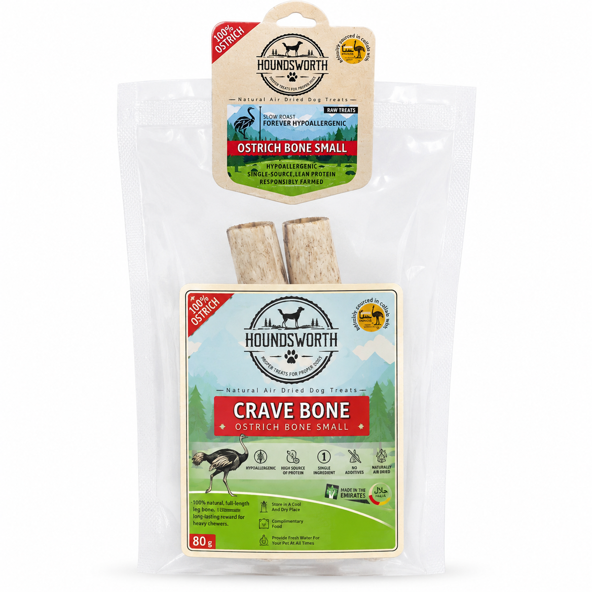Houndsworth Hypoallergenic Ostrich Crave Bone 80g