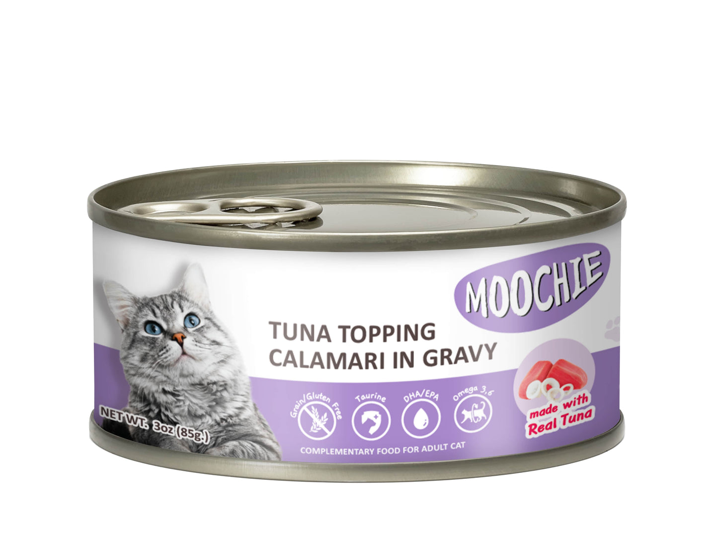 Moochie Adult Tuna Topping Calamari 85g Can