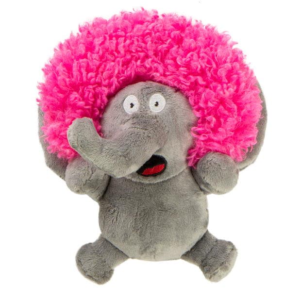 goDog® Silent Squeak™ Crazy Hairs Elephant with Chew Guard Technology™ Durable Plush Dog Toy Small