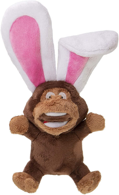 goDog® Silent Squeak™ Flips Monkey Rabbit with Chew Guard Technology™ Durable Plush Dog Toy Large