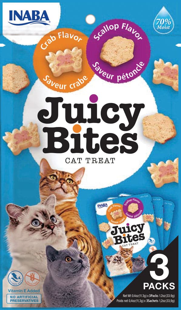 Inaba Juicy Bites Scallop & Crab Flavor 33.9G /3 Pouches Per Pack