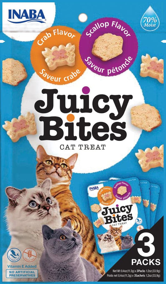 Inaba Juicy Bites Scallop & Crab Flavor 33.9G /3 Pouches Per Pack
