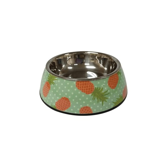 Nutrapet Applique Melamine Round Bowl Pineapple & Green Large