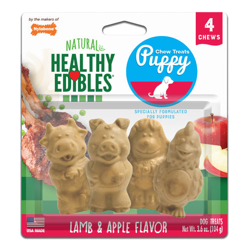 Nylabone Healthy Edibles Puppy Pals 4Ct Card One Size Edible Treats