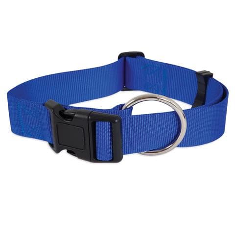 Petmate Nylon Adjustable Dog Collar 1 1/2in x20-30in Blue