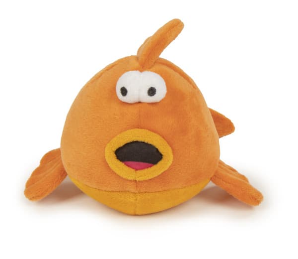 goDog Action Plush Gold Fish with Chew Guard Technology Animated Squeaker Dog Toy