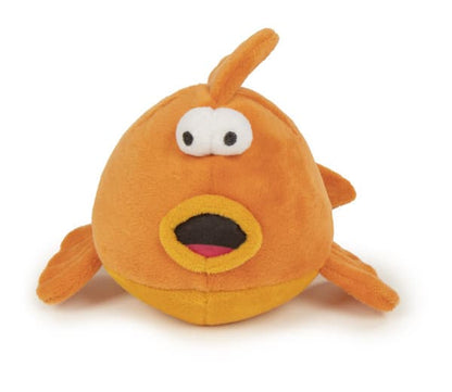 goDog Action Plush Gold Fish with Chew Guard Technology Animated Squeaker Dog Toy