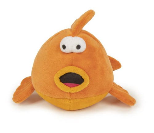 goDog Action Plush Gold Fish with Chew Guard Technology Animated Squeaker Dog Toy