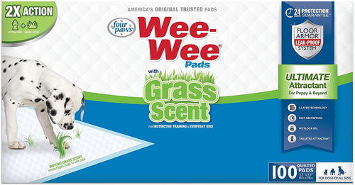 Four Paws Wee-Wee Grass-Scent Pads, 100 Count Box