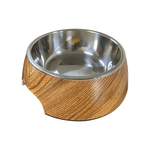 Nutrapet Applique Melamine Round Bowl Dk Wooden Large