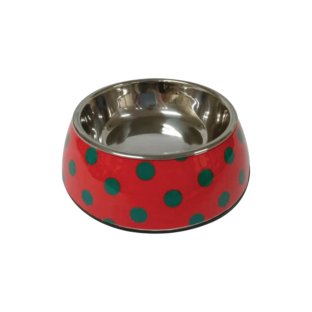 Nutrapet Applique Melamine Round Bowl Red & Blue Polka Large