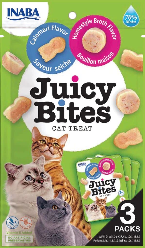 INABA Juicy Bites Homestyle Broth & Calamari Flavor 33.9g / 3 pouches per pack