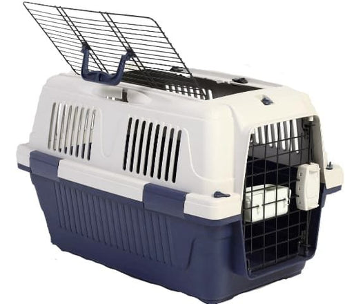 NutraPet Dog & Cat Carrier Open Grill Top Dark Blue Box L57Cms X W37Cms X H35Cms