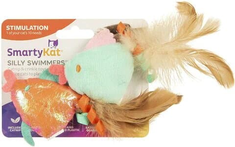 SmartyKat Silly Swimmer Fish, Set of 2 Goldfish Catnip Cat Toys