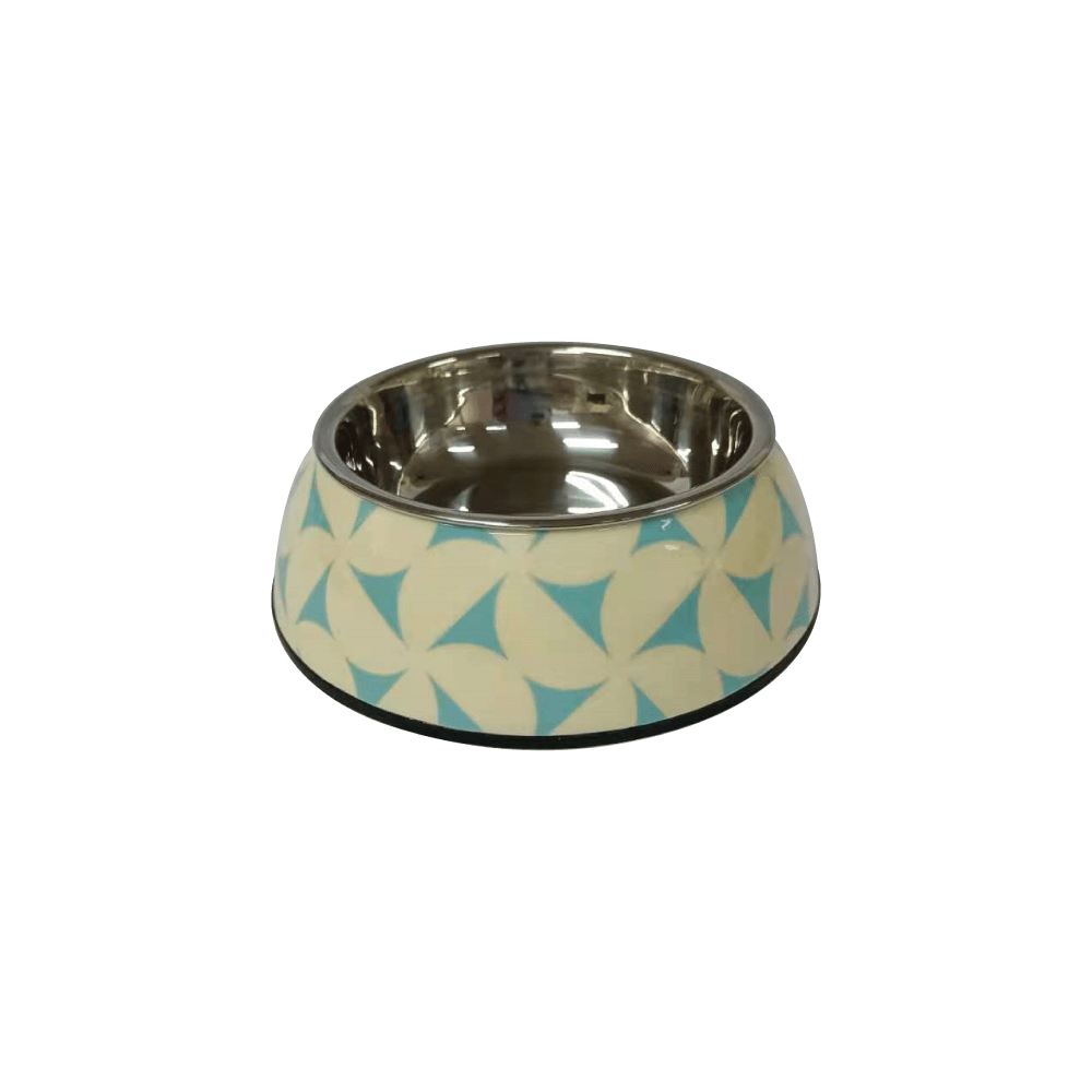 Nutrapet Applique Melamine Round Bowl Blue & Jasmine Small