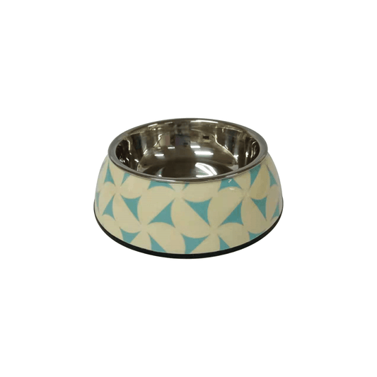 Nutrapet Applique Melamine Round Bowl Blue & Jasmine Small