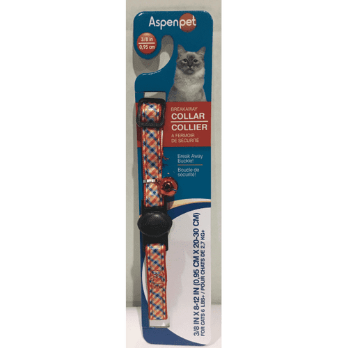 Petmate Aspen Pet Fashion Cat Collar 3/8inc x 8-12inc Plaid Brick