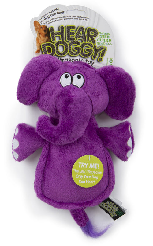 HEAR DOGGY!® Flattie Elephant with Chew Guard Technology™ and Silent Squeak Technology™ Plush Dog Toy
