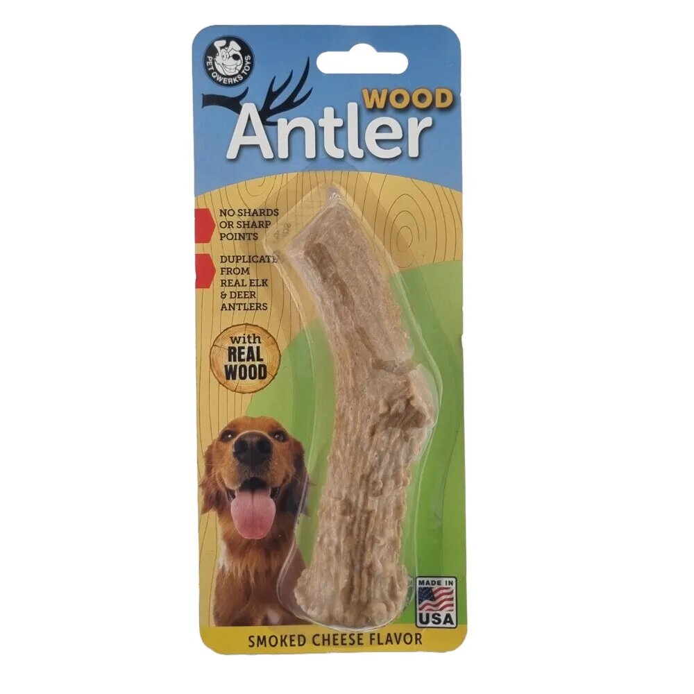 Petmate Pet Qwerks Real Wood Antler, With Smoked Cheese Flavor