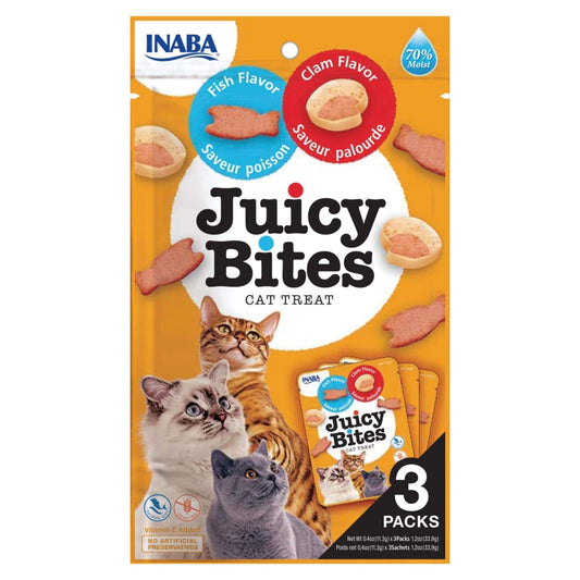 Inaba Juicy Bites Fish & Clam Flavor 33.9G /3 Pouches Per Pack