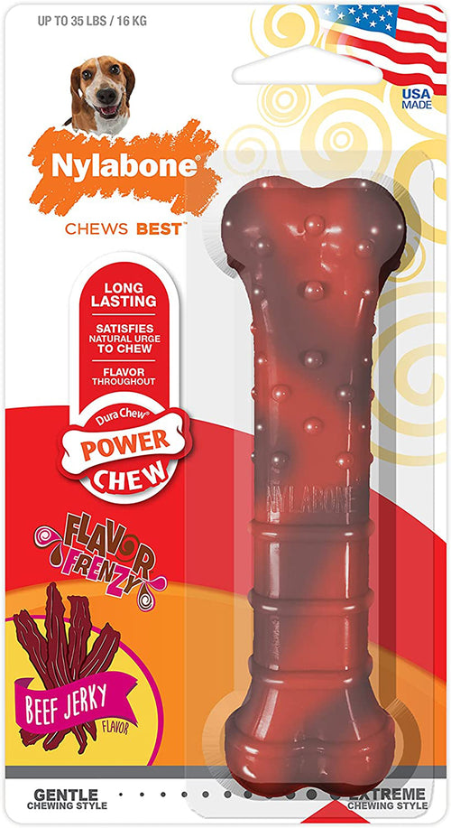 Nylabone Power Chew Textured Bone, Beef Jerky Wolf