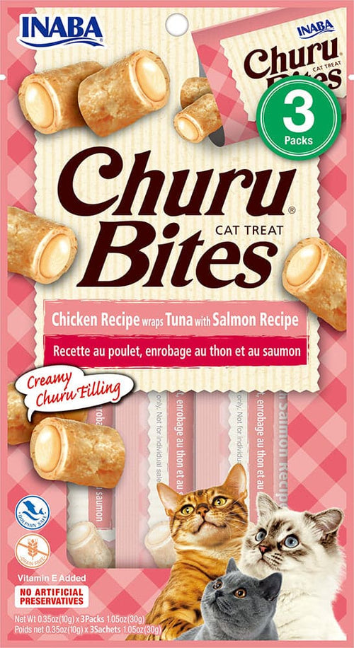 Inaba Churu Chicken Recipe Wraps Tuna With Salmon Recipe 30G /3 Pouches Per Pack