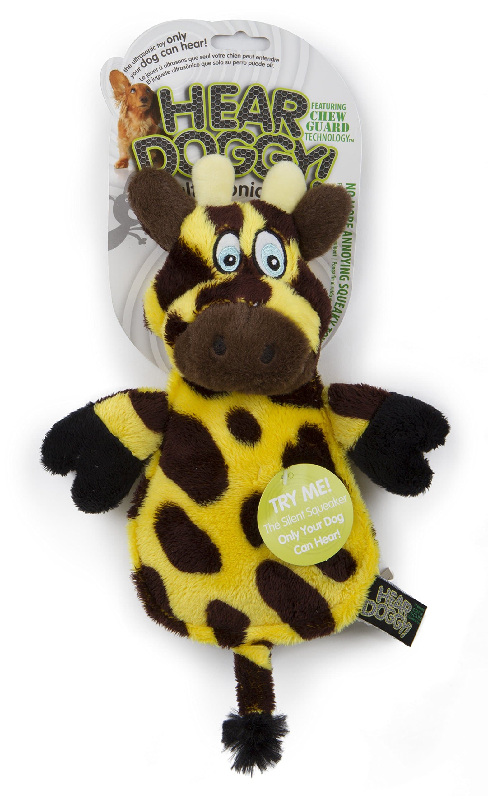 HEAR DOGGY!® Flattie Giraffe with Chew Guard Technology™ and Silent Squeak Technology™ Plush Dog Toy